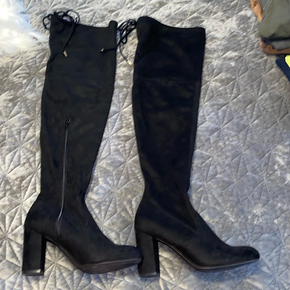 Candie’s Black Over The Knee Block Heel Boots - Picture 3 of 10